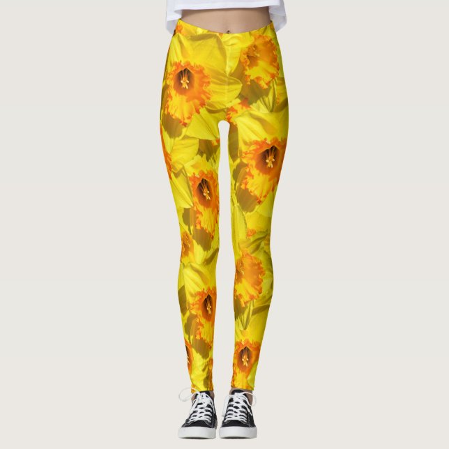 Multiple Daffodils Gold Medal flowers Leggings (Front)