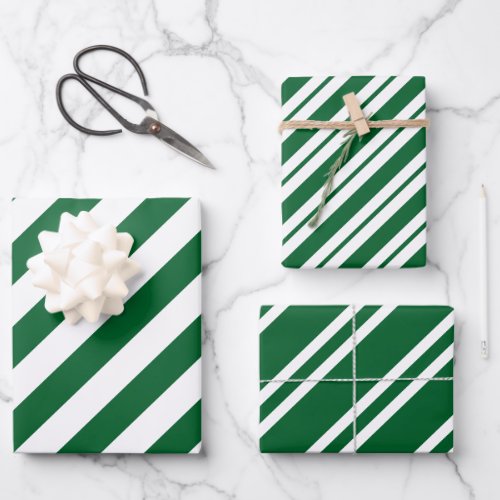 Multiple Diag Stripe Patterns DIY Colors White Grn Wrapping Paper Sheets