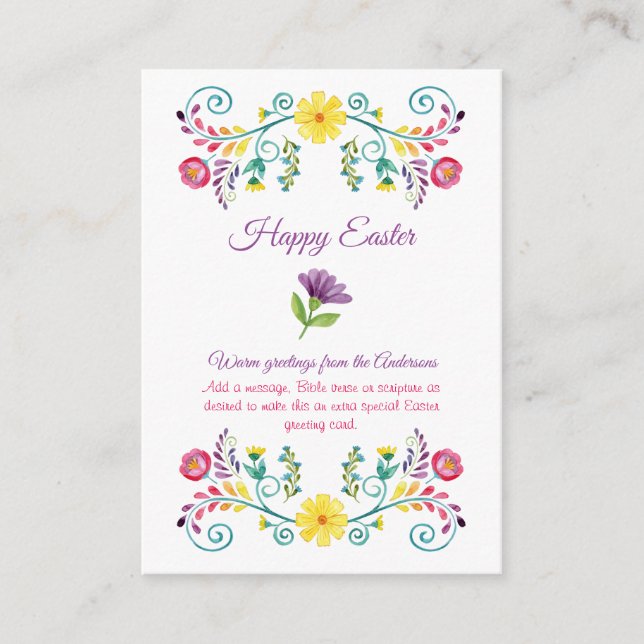 Multiple Easter Cards 100 PHOTO FOLK FLORAL Budget (Front)