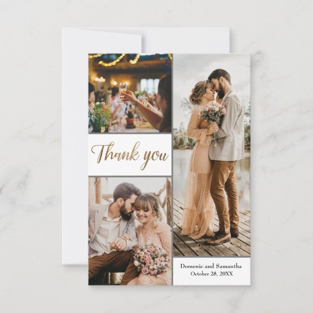 Multiple Elegant Wedding Photo thank you (Front)