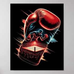 Multiple Exposure Art Boxing Gloves Fighter Boxer Poster