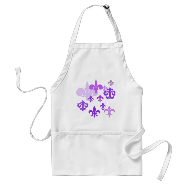 Multiple Fleur de Lis in Purple Shades Adult Apron (Front)