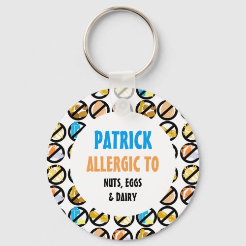 Multiple Food Allergies Personalized Kids Keychain