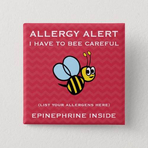 Multiple Food Allergy Alert Bumble Bee Button