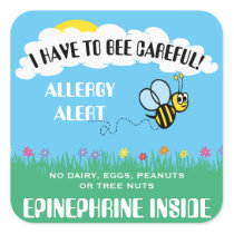 Multiple Food Allergy Alert Bumble Bee Stickers