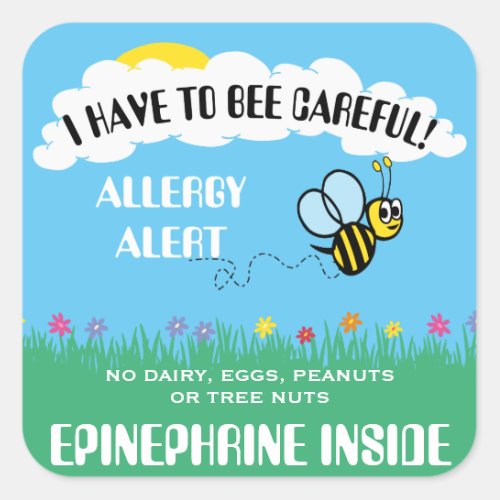 Multiple Food Allergy Alert Bumble Bee Stickers