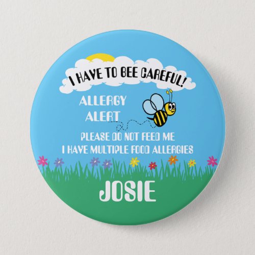 Multiple Food Allergy Alert Do Not Feed Bee Button