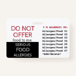Multiple Food Allergy Alert Label Badge