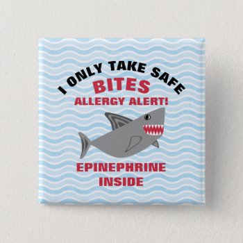 Multiple Food Allergy Alert Shark Button by LilAllergyAdvocates at Zazzle