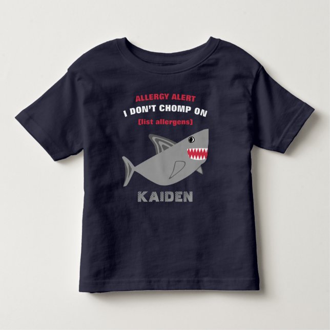 Multiple Food Allergy Alert Shark Shirt (Front)
