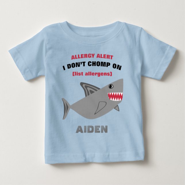 Multiple Food Allergy Alert Shark Shirt (Front)