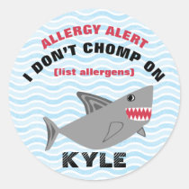 Multiple Food Allergy Alert Shark Stickers