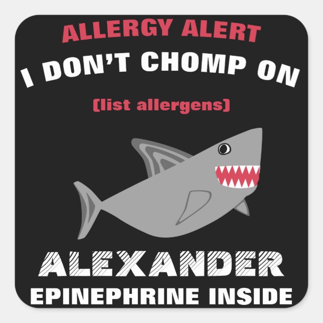 Multiple Food Allergy Alert Shark Stickers (Front)