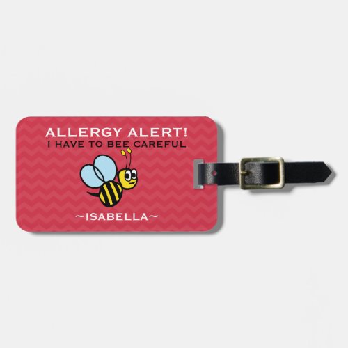 Multiple Food Allergy Bumble Bee Medical Alert Luggage Tag