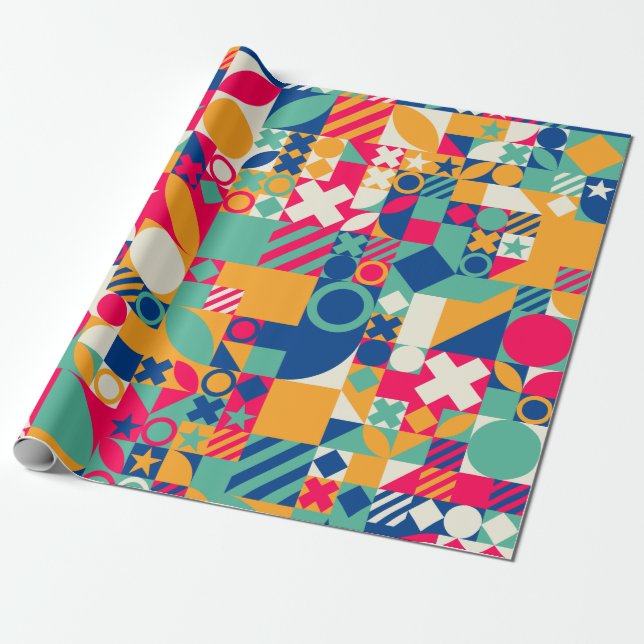 Multiple geometric shapes wrapping paper (Unrolled)
