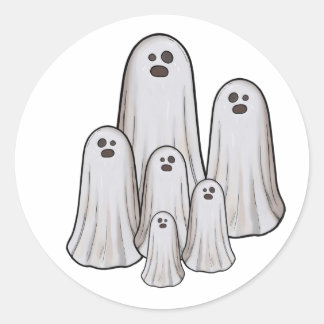 Multiple ghosts halloween classic round sticker