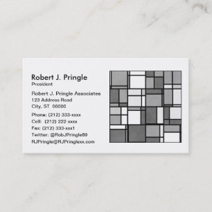 Multiple Gray White Mondrian Inspired Pattern Business Card
