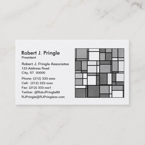 Multiple Gray White Mondrian Inspired Pattern Business Card Templates