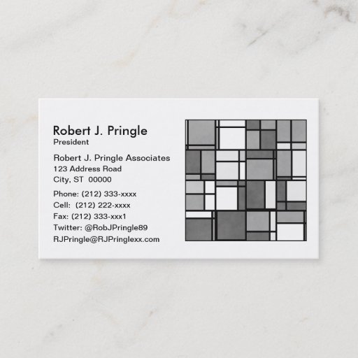 Customizable Multiple Gray White Mondrian Inspired Pattern Business Card Templates