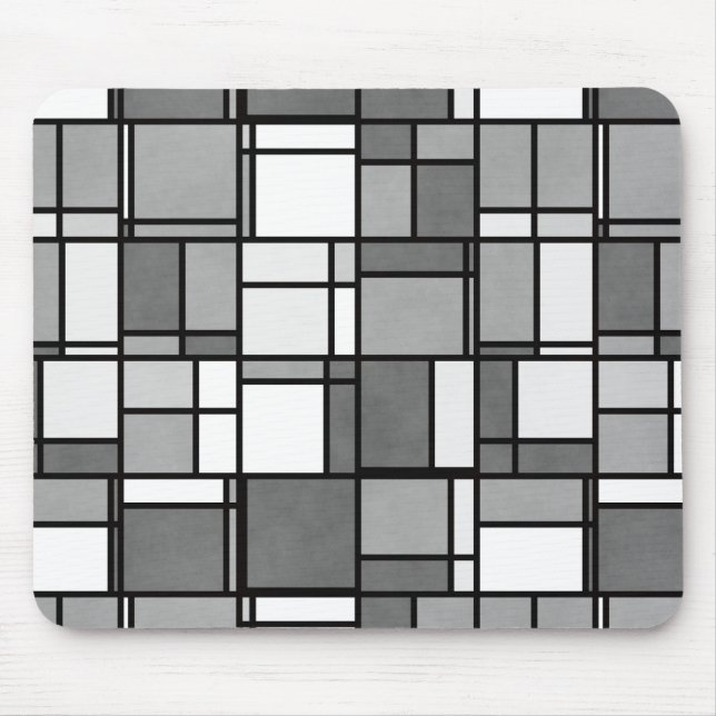 Multiple Gray White Mondrian Inspired Pattern Mouse Pad (Front)