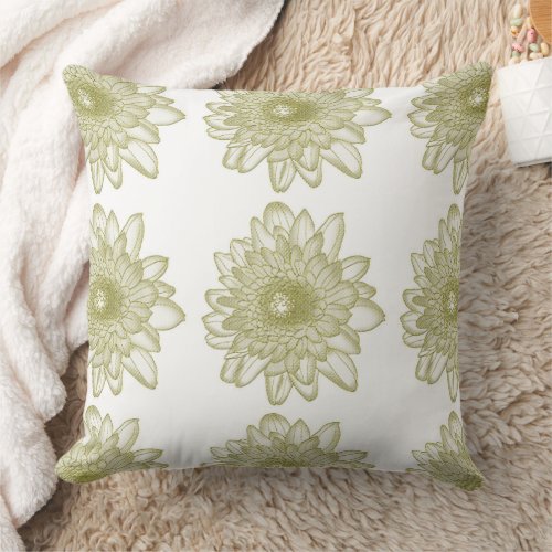 Multiple Green Floral Pattern Throw Pillow