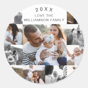 Multiple Grid Photo Collage Classic Round Sticker