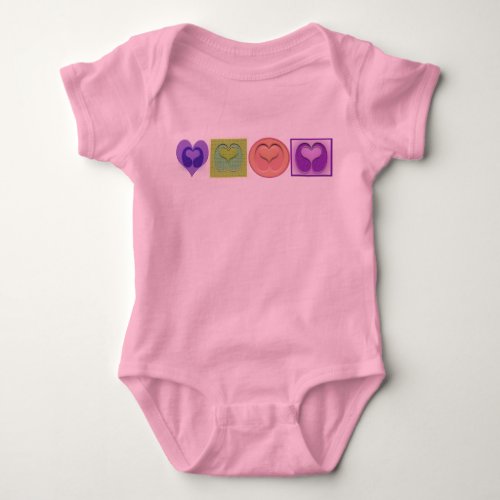Multiple Hearts  Colors Baby Bodysuit