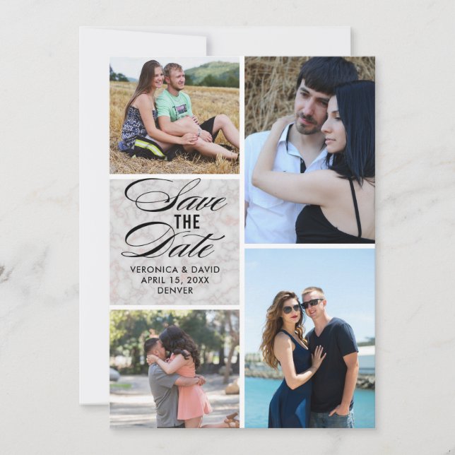 Multiple images portrait wedding save the date (Front)
