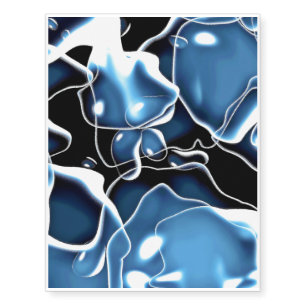 Multiple irregular shaped blue, and black bubbles temporary tattoos