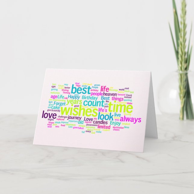 Multiple Language Birthday Word Cloud Card (Front)
