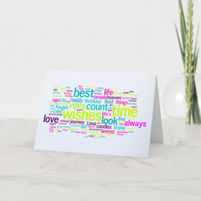Multiple Language Birthday Word Cloud Card (Front)