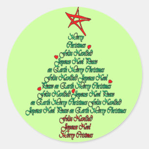 Multiple language christmas tree with star sticker