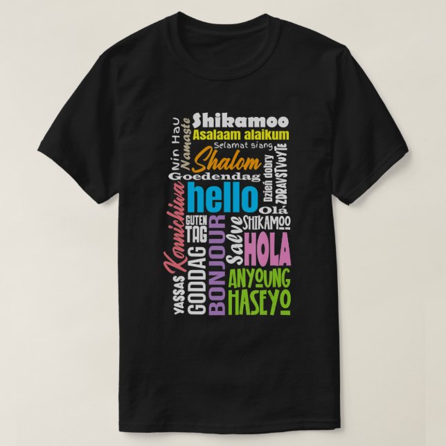 Multiple Language Multilingual Linguist Linguistic T-Shirt (Design Front)