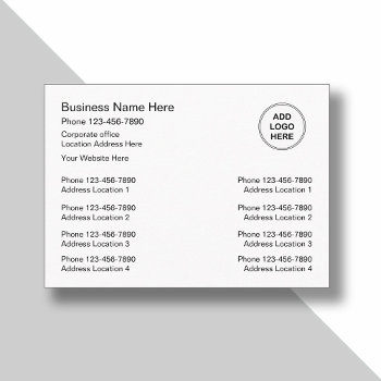 Multiple Location Business Cards Logo Template by Luckyturtle at Zazzle