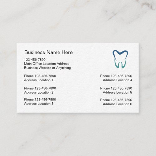 Multiple Location Dentist Business Card Templates