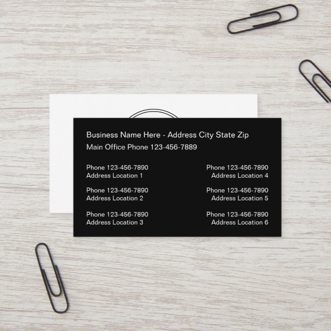 Multiple Location Logo Business Cards Design (Front/Back In Situ)