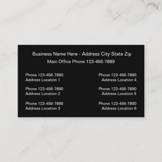 Multiple Location Logo Template Business Cards  (Front)