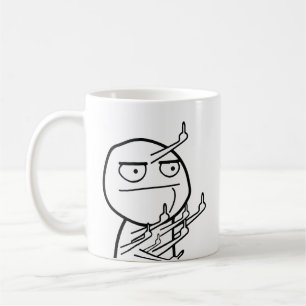 Multiple Middle Fingers Rage Face Meme Mug