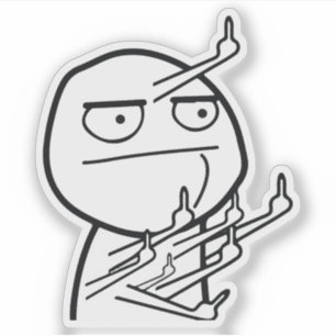 Multiple Middle Fingers Rage Face Meme Mug Sticker