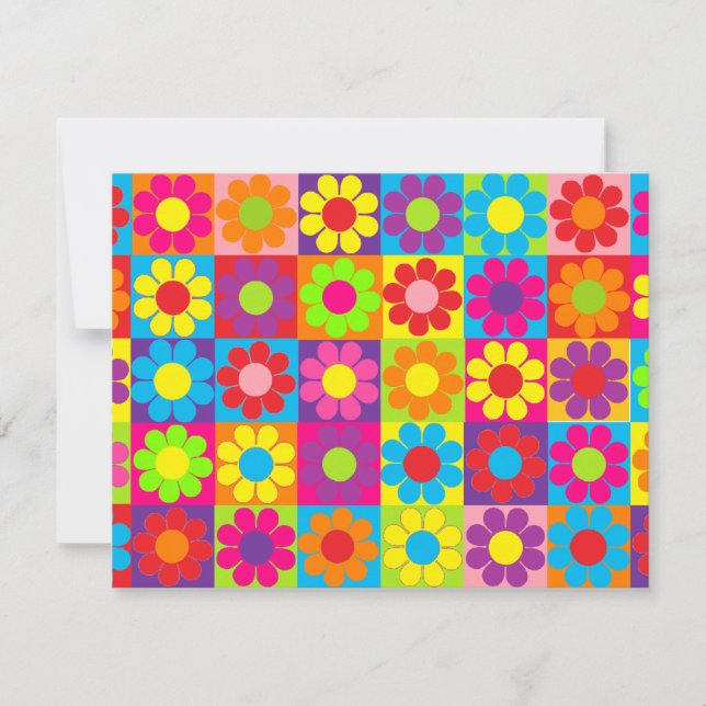 Multiple Multicolor Flower Power Invitation (Front)