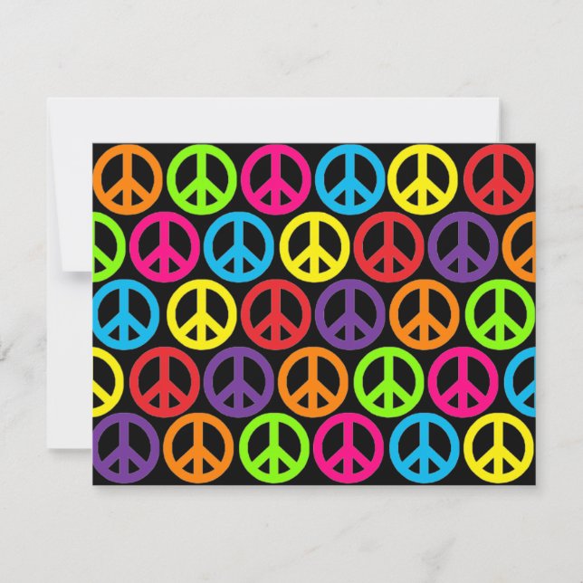 Multiple Multicolor Peace Signs Invitation (Front)