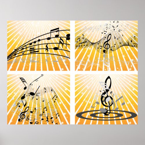 Multiple Music Notes Poster