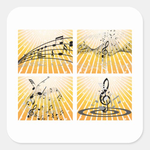 Multiple Music Notes Square Sticker