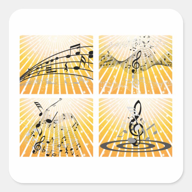 Multiple Music Notes Square Sticker (Front)
