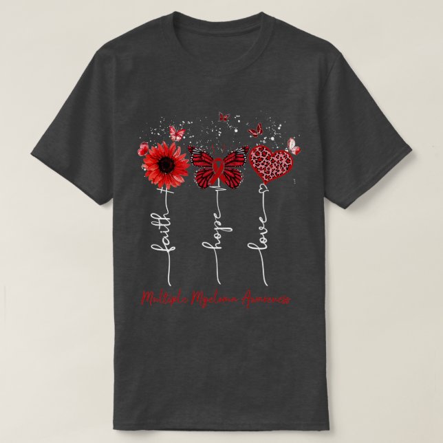 Multiple Myeloma Awareness Faith Hope Love Leopard T-Shirt (Design Front)