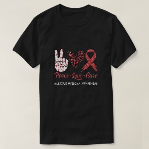 Multiple Myeloma Awareness Peace Love Cure Leopard T_Shirt