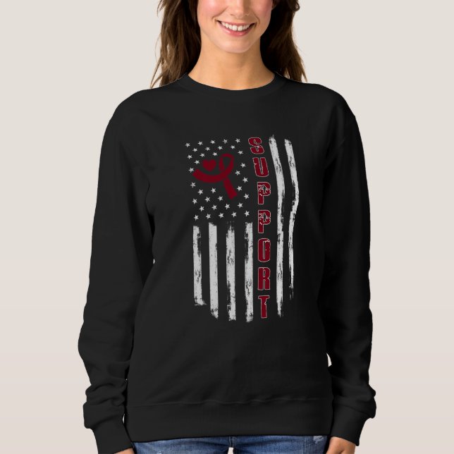 Multiple Myeloma Awareness Ribbon American Flag Su Sweatshirt (Front)