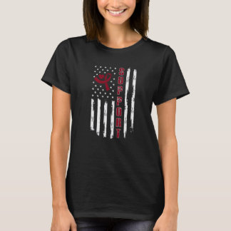 Multiple Myeloma Awareness Ribbon American Flag Su T-Shirt