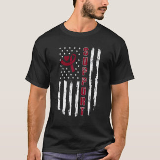 Multiple Myeloma Awareness Ribbon American Flag Su T-Shirt