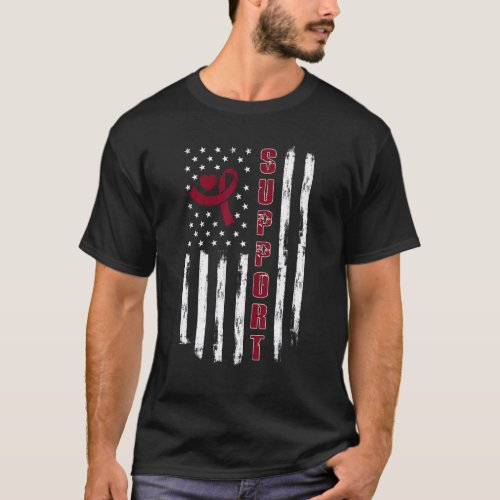 Multiple Myeloma Awareness Ribbon American Flag Su T_Shirt